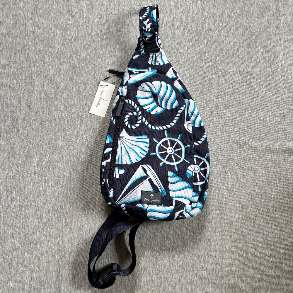 Vera Bradley Blue Nautical Sling Bag Backpack Lighten Up Essential Shore Enough